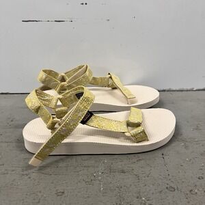 Teva Original Universal Yellow‎ Glitter Strap Sandals Women's Size 4 Sparkly